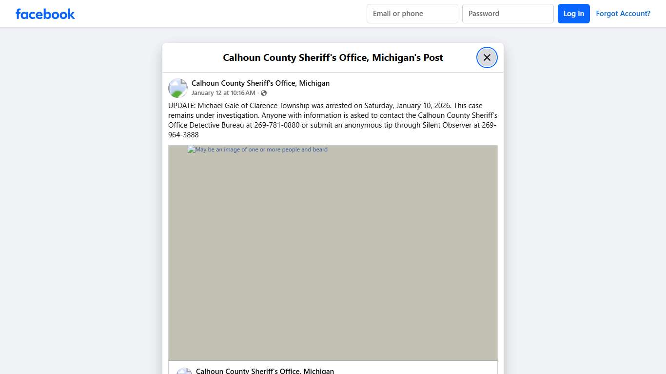 UPDATE:... - Calhoun County Sheriff's Office, Michigan | Facebook